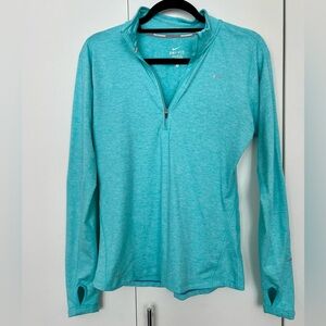 Nike Women's swift Dri-FIT 1/4 Zip Blue Long Sleeve Top